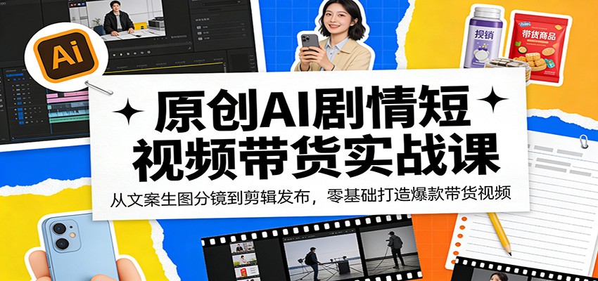 原创AI剧情短视频带货实战课：从文案生图分镜到剪辑发布，零基础打造爆款带货视频-源创文化-衍智堂