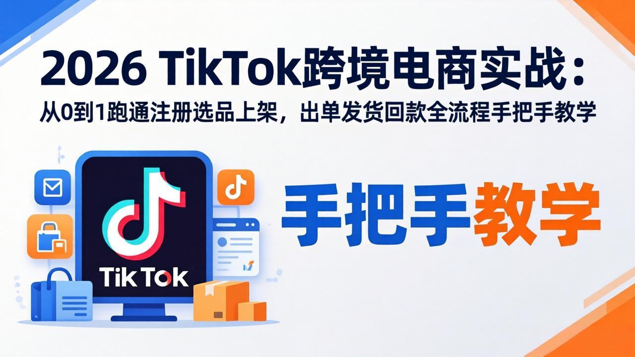 2026TikTok跨境电商实战-更新：从0到1跑通注册选品上架，出单发货回款全流程手把手教学-源创文化-衍智堂