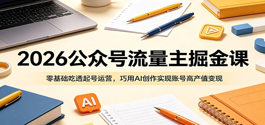 2026公众号流量主掘金课：零基础吃透起号运营，巧用AI创作实现账号高产值变现-源创文化-衍智堂