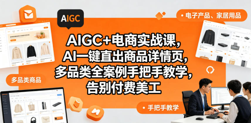 AIGC+电商实战课，AI一键直出商品详情页，多品类全案例手把手教学，告别付费美工-源创文化-衍智堂