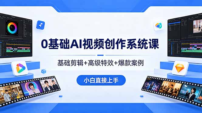0基础AI视频创作系统课，基础剪辑+高级特效+爆款案例，小白直接上手-源创文化-衍智堂