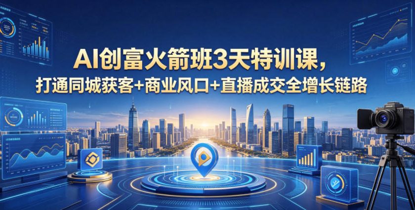 AI创富火箭班3天特训课，打通同城获客+商业风口+直播成交全增长链路，2026年4月新课-源创文化-衍智堂