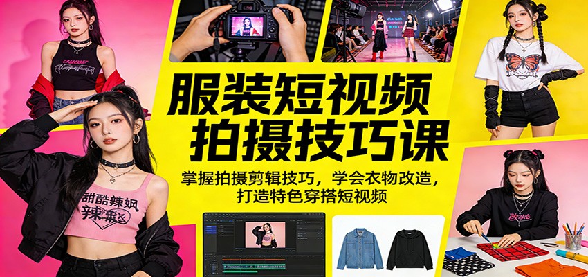 服装短视频拍摄技巧课：掌握拍摄剪辑技巧，学会衣物改造，打造特色穿搭短视频-源创文化-衍智堂