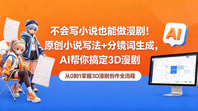 不会写小说也能做漫剧！原创小说写法+分镜词生成，AI帮你搞定3D漫剧-源创文化-衍智堂
