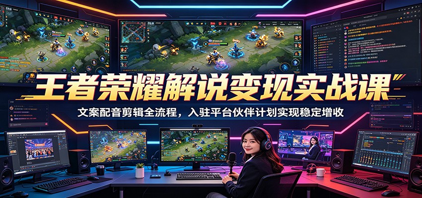 王者荣耀解说变现实战课：文案配音剪辑全流程，入驻平台伙伴计划实现稳定增收-源创文化-衍智堂