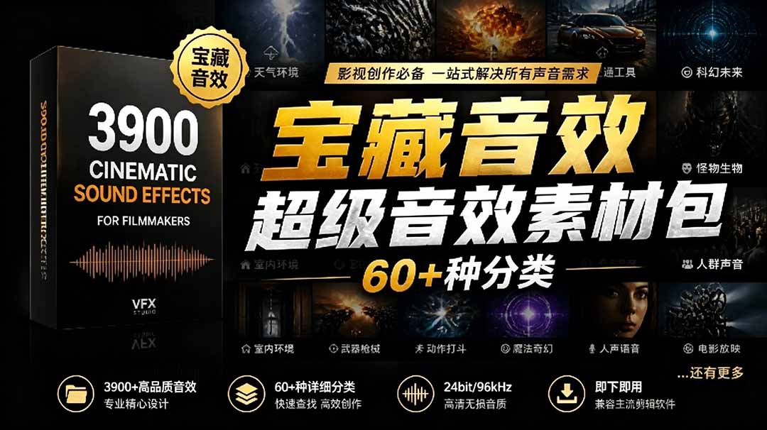 宝藏音效合集包！60+多种音效分类，共计3900个，分类清晰，全中文分类，高品质剪辑音效素材包-源创文化-衍智堂