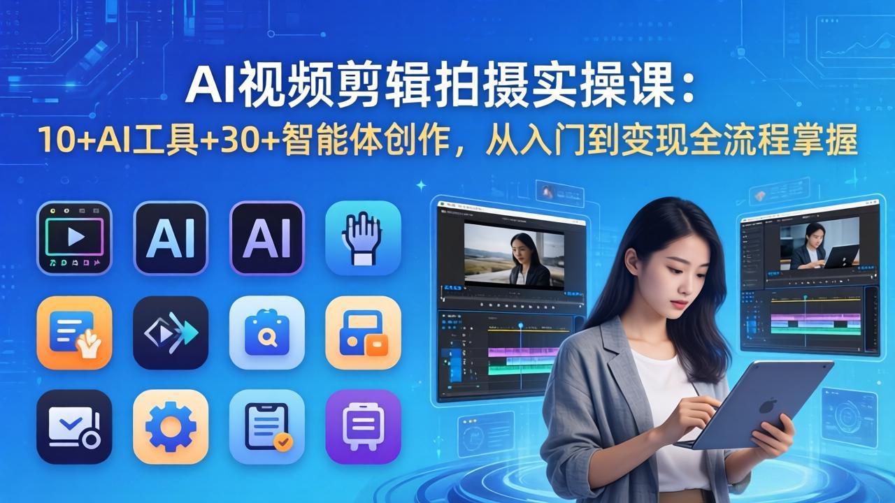 AI 视频剪辑拍摄实操课：10+AI工具+30+智能体创作，从入门到变现全流程掌握-源创文化-衍智堂
