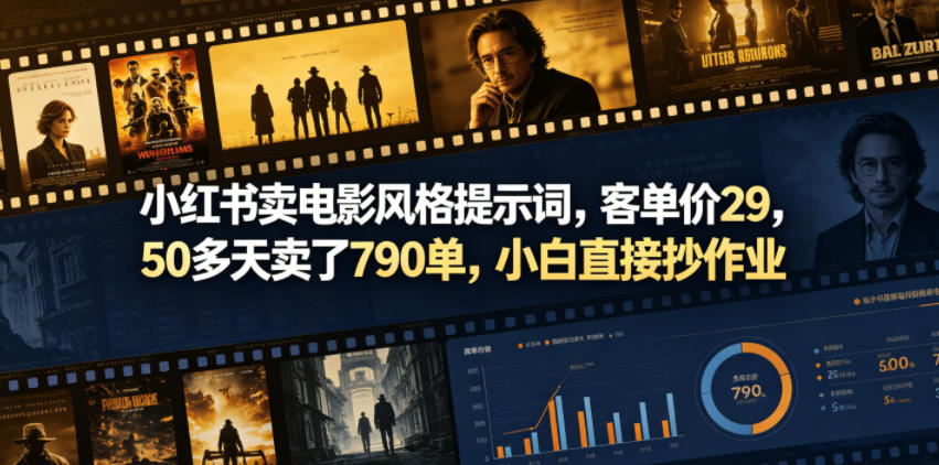 小红书卖电影风格提示词，客单价29，50多天卖了790单，小白直接抄作业！-源创文化-衍智堂