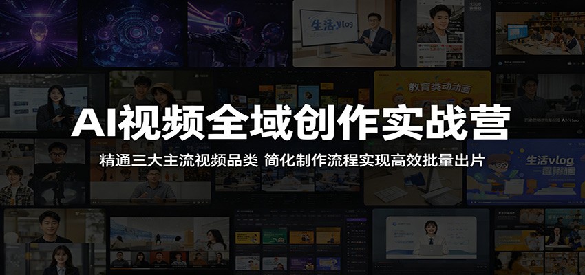 AI视频全域创作实战营：精通三大主流视频品类，简化制作流程实现高效批量出片-源创文化-衍智堂