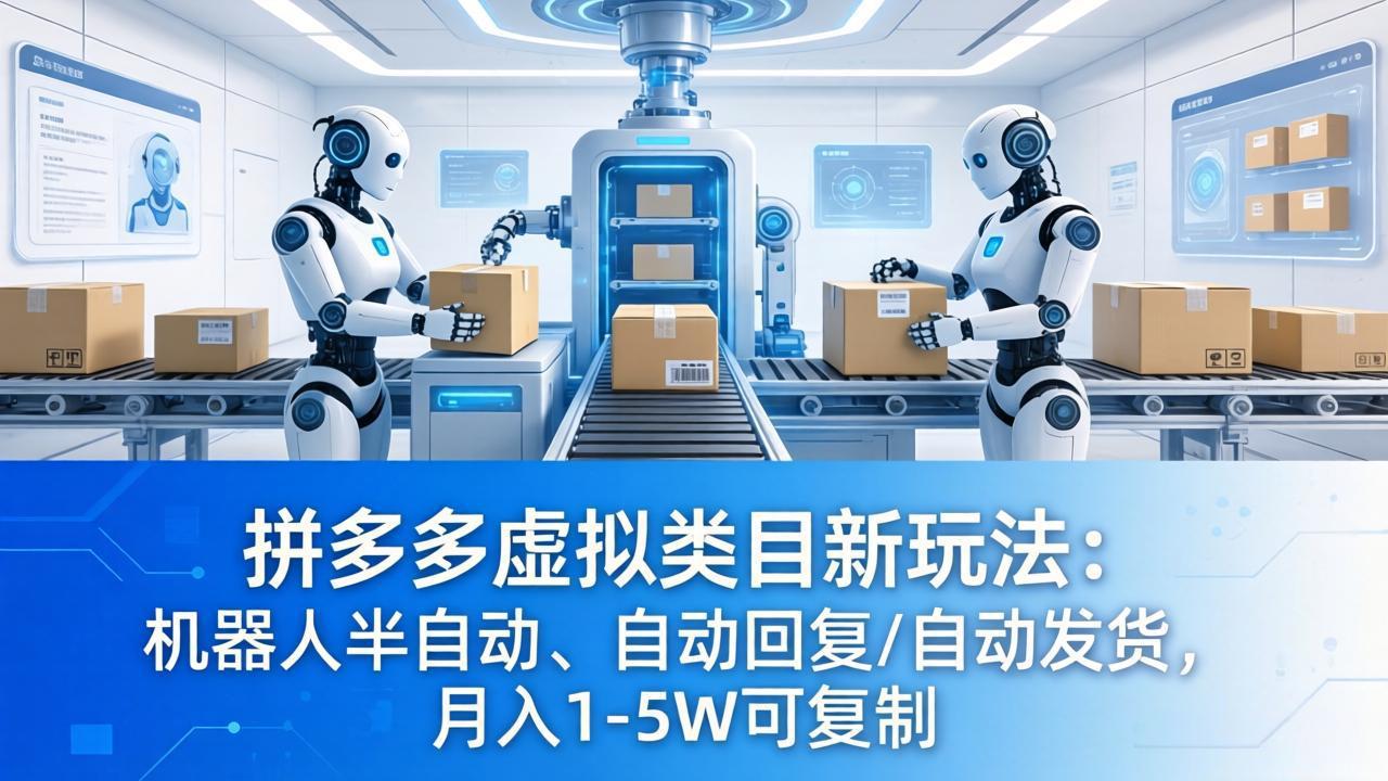 拼多多虚拟类目新玩法：机器人半自动、自动回复 /自动发货，月入 1-5W 可复制-源创文化-衍智堂