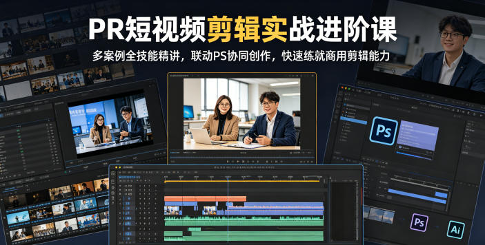 PR短视频剪辑实战进阶课，多案例全技能精讲，联动PS协同创作，快速练就商用剪辑能力-源创文化-衍智堂