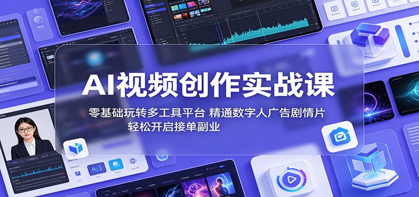 AI视频创作实战课：零基础玩转多工具平台，精通数字人广告、剧情片，轻松开启接单副业-源创文化-衍智堂