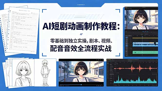 AI短剧动画制作教程：零基础到独立实操，剧本、视频、配音音效全流程实战-源创文化-衍智堂