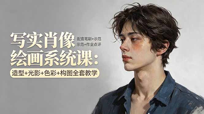 写实肖像绘画系统课：造型+光影+色彩+构图全套教学，配套笔刷+示范+作业点评-源创文化-衍智堂