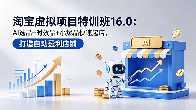 淘宝虚拟项目特训班16.0：AI选品+时效品+小爆品快速起店，打造自动盈利店铺-源创文化-衍智堂