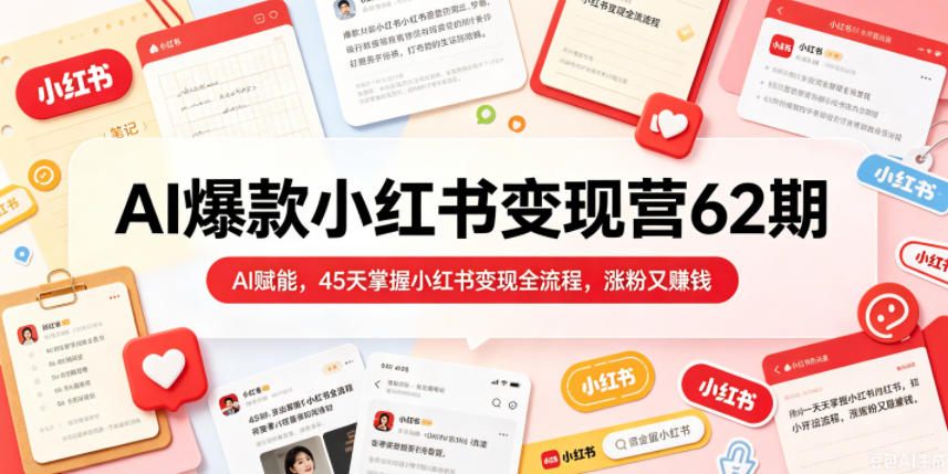 AI爆款小红书变现营62期2026年5月，AI赋能，45天掌握小红书变现全流程，涨粉又賺钱-源创文化-衍智堂