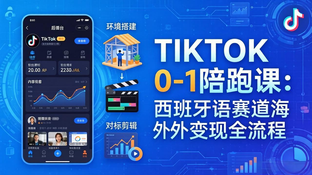 TIKTOK 0-1 陪跑课：从环境搭建到刷对标剪辑，西班牙语赛道海外变现全流程-源创文化-衍智堂