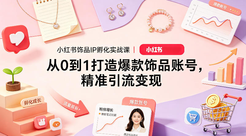 小红书饰品IP孵化实战课｜从0到1打造爆款饰品账号，精准引流变现-源创文化-衍智堂