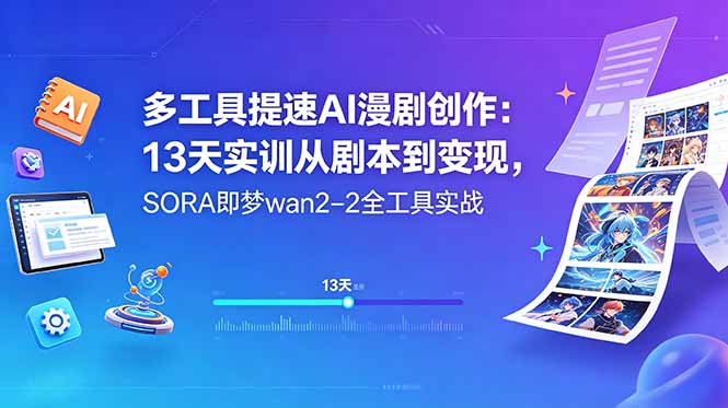 多工具提速AI漫剧创作：13天实训从剧本到变现，SORA即梦wan2-2全工具实战-源创文化-衍智堂
