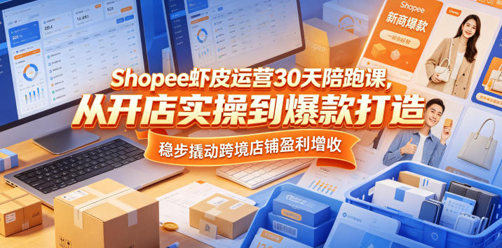 Shopee虾皮运营30天陪跑课，从开店实操到爆款打造，稳步撬动跨境店铺盈利增收-源创文化-衍智堂