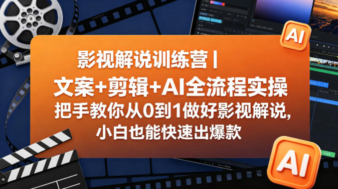 影视解说训练营｜文案+剪辑+AI全流程实操，把手教你从0到1做好影视解说，小白也能快速出爆款-源创文化-衍智堂