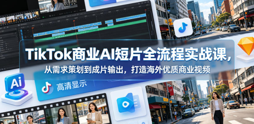 TikTok商业AI短片全流程实战课，从需求策划到成片输出，打造海外优质商业视频-源创文化-衍智堂