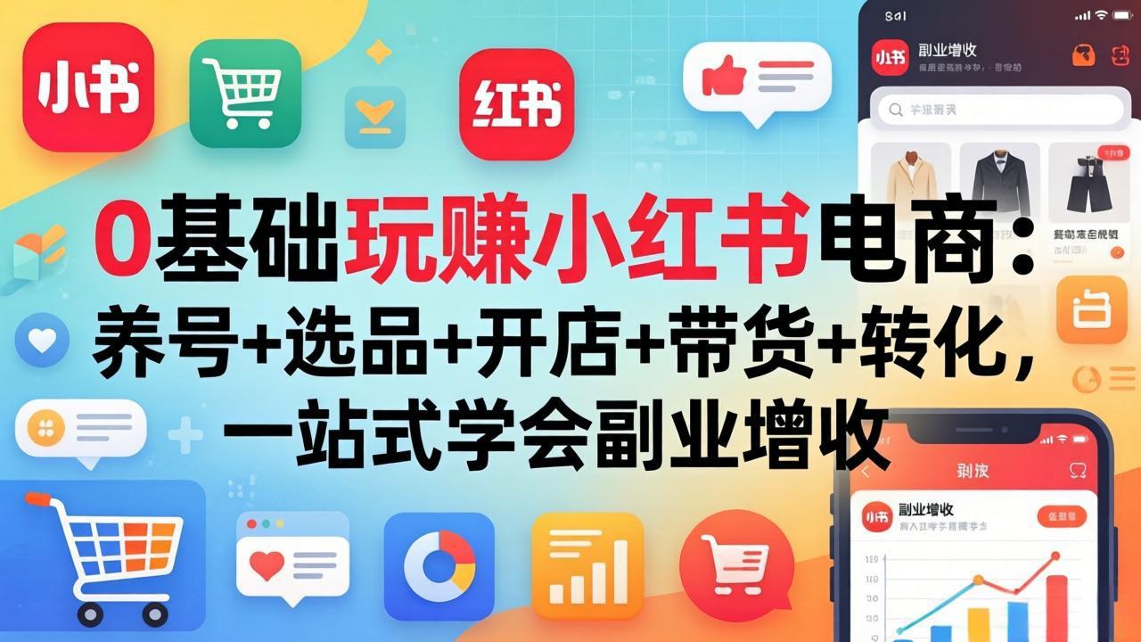 0基础玩赚小红书电商：养号+选品+开店+带货+转化，一站式学会副业增收-源创文化-衍智堂