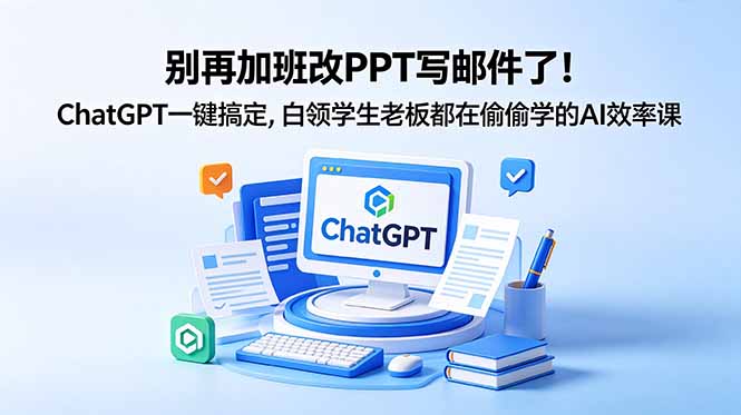 别再加班改PPT写邮件了！ChatGPT一键搞定，白领学生老板都在偷偷学的AI效率课-源创文化-衍智堂