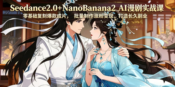 Seedance2.0+NanoBanana2 AI漫剧实战课，零基础复刻爆款成片涨粉变现，打造长久副业收益-源创文化-衍智堂