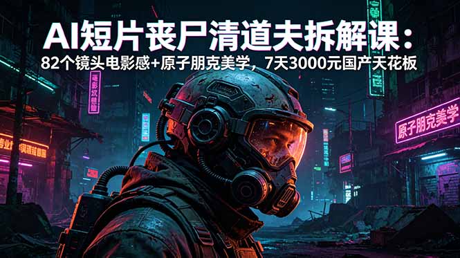 AI短片《丧尸清道夫》拆解课：82个镜头电影感+原子朋克美学，7天3000元国产天花板-源创文化-衍智堂