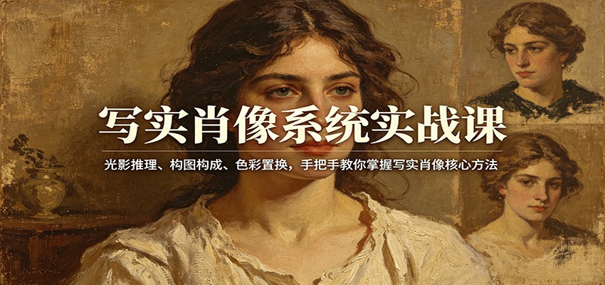 写实肖像系统实战课：光影推理、构图构成、色彩置换，手把手教你掌握写实肖像核心方法-源创文化-衍智堂