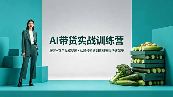 AI带货实战训练营，服装+农产品双赛道，从账号搭建到素材剪辑快速出单-源创文化-衍智堂