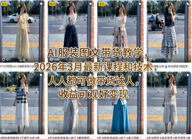 AI服装图文带货教学，2026年3月最新课程和技术，人人都可做带货达人，收益可观好变现-源创文化-衍智堂