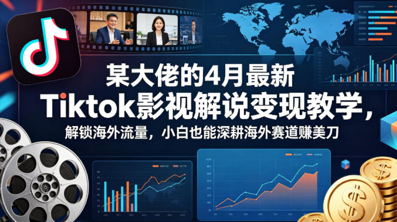 某大佬的4月最新Tiktok影视解说变现教学，解锁海外流量，小白也能深耕海外赛道賺美刀-源创文化-衍智堂