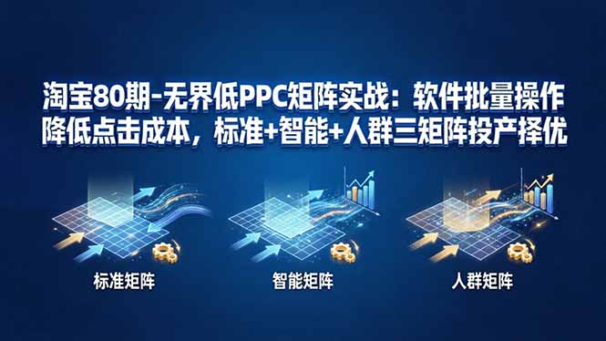 淘宝80期-无界低PPC矩阵实战：软件批量操作降低点击成本，标准+智能+人群三矩阵投产择优-源创文化-衍智堂