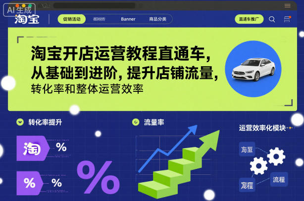 淘宝开店运营教程直通车，从基础到进阶，提升店铺流量，转化率和整体运营效率(更新26年05月27日)-源创文化-衍智堂