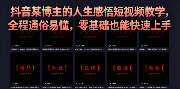 抖音某博主的灰太狼人生感悟短视频教学，全程通俗易懂，零基础也能快速上手-源创文化-衍智堂