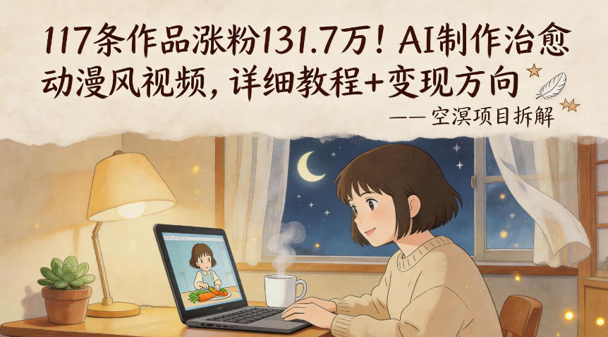 117条作品涨粉131.7W！AI制作治愈动漫风视频，详细教程+变现方向-源创文化-衍智堂