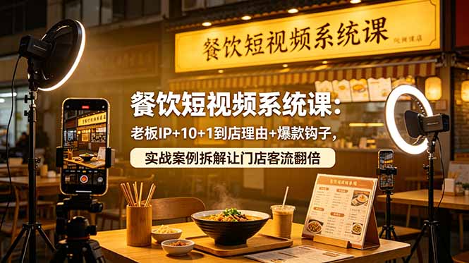 餐饮短视频系统课：老板IP+10+1到店理由+爆款钩子，实战案例拆解让门店客流翻倍-源创文化-衍智堂