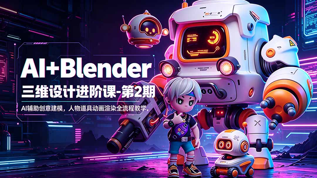 AI+Blender三维设计进阶课-第2期：AI辅助创意建模，人物道具动画渲染全流程教学-源创文化-衍智堂