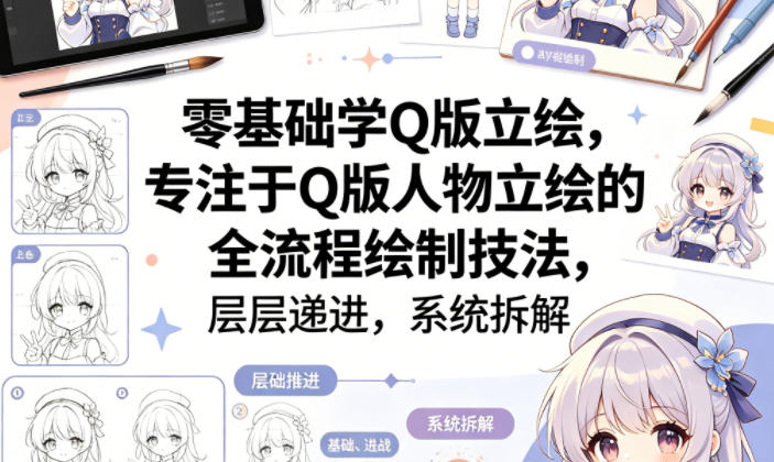 零基础学Q版立绘，专注于Q版人物立绘的全流程绘制技法，层层递进，系统拆解-源创文化-衍智堂