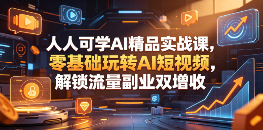 人人可学AI精品实战课，零基础玩转AI短视频，解锁流量副业双增收-源创文化-衍智堂