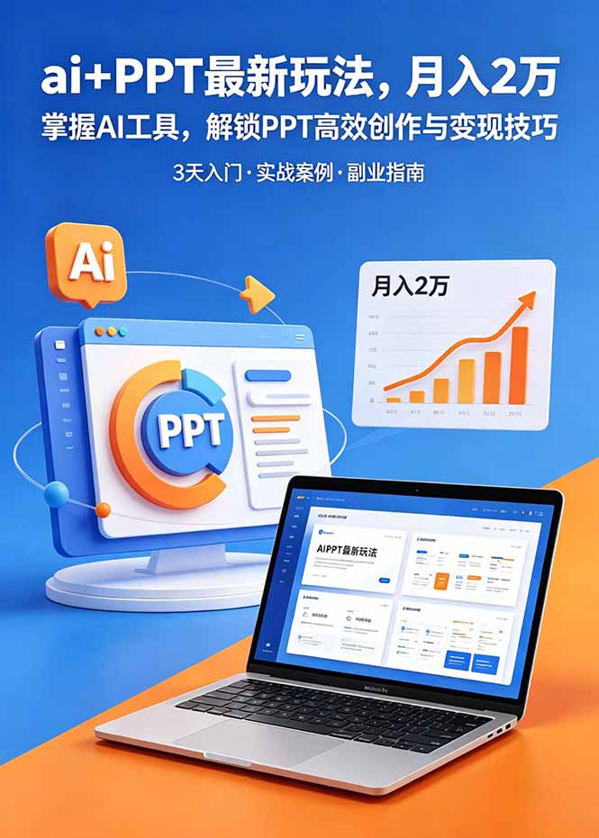 ai+PPT最新玩法,月入2万掌握AI工具,解锁PPT高效创作与变现技巧3天入门,实战案例·副业指南-源创文化-衍智堂