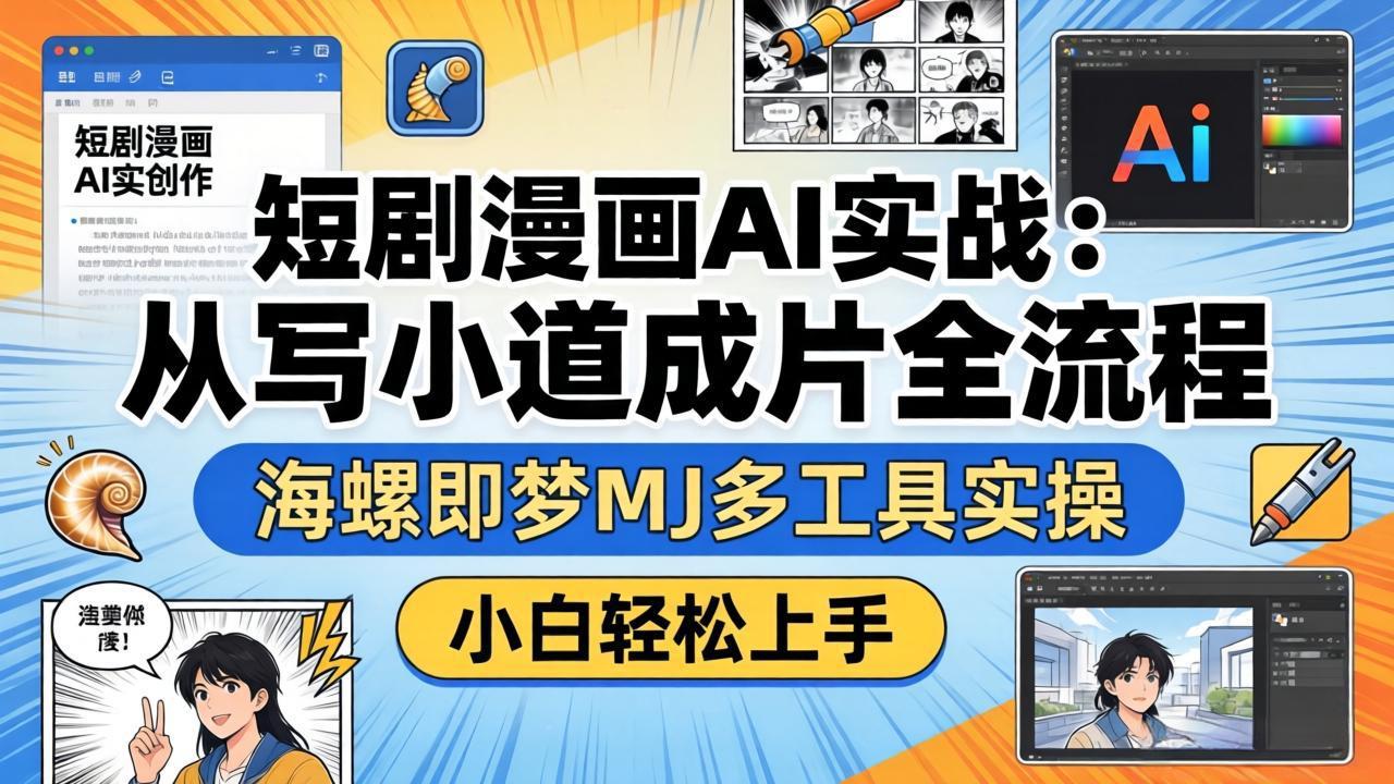 短剧漫画AI实战：从写小说到成片全流程，海螺即梦MJ多工具实操，小白轻松上手-源创文化-衍智堂