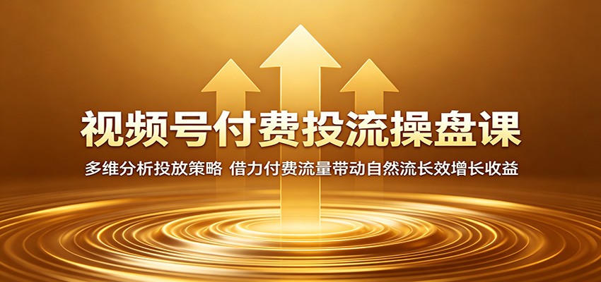 视频号付费投流操盘课：多维分析投放策略，借力付费流量带动自然流长效增长收益-源创文化-衍智堂
