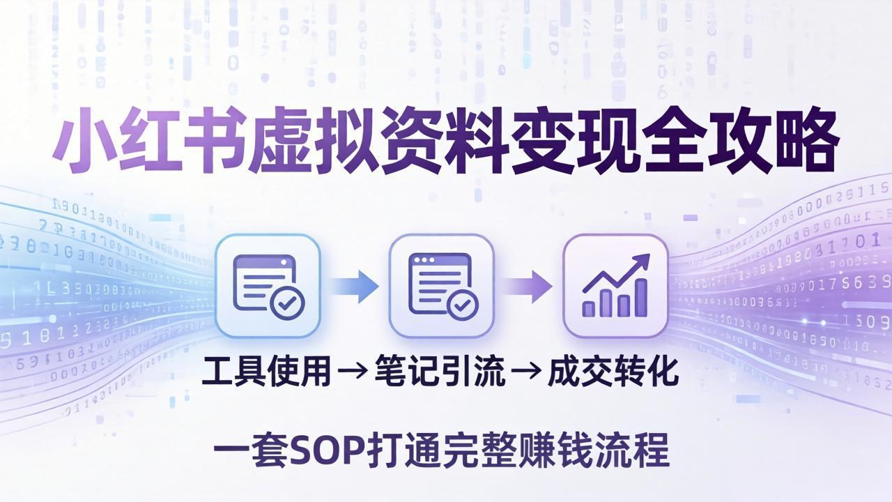 小红书虚拟资料变现全攻略：从工具使用到笔记引流成交，一套 SOP 打通完整赚钱流程-源创文化-衍智堂