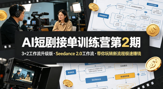AI短剧接单训练营第2期，3+2工作流升级版，Seedance 2.0工作流，带你玩转新流程极速賺钱-源创文化-衍智堂