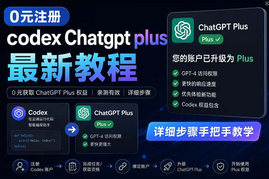 0元全自动注册codex gpt plus最新教程，0元获取GPT Plus权益，手把手详细教学-源创文化-衍智堂