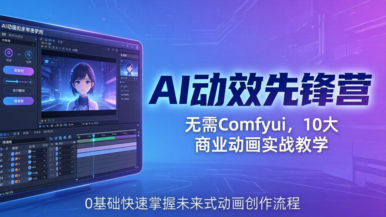 AI 动效先锋营：无需Comfyui，10大商业动画实战教学，0基础快速掌握未来式动画创作流程-源创文化-衍智堂