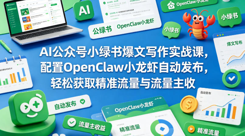 AI公众号小绿书爆文写作实战课，配置OpenClaw小龙虾自动发布，轻松获取精准流量与流量主收益-源创文化-衍智堂